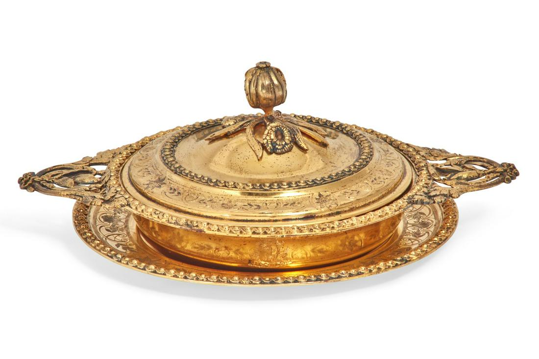 A French silver gilt ecuelle and stand, Odiot (1 of 7)