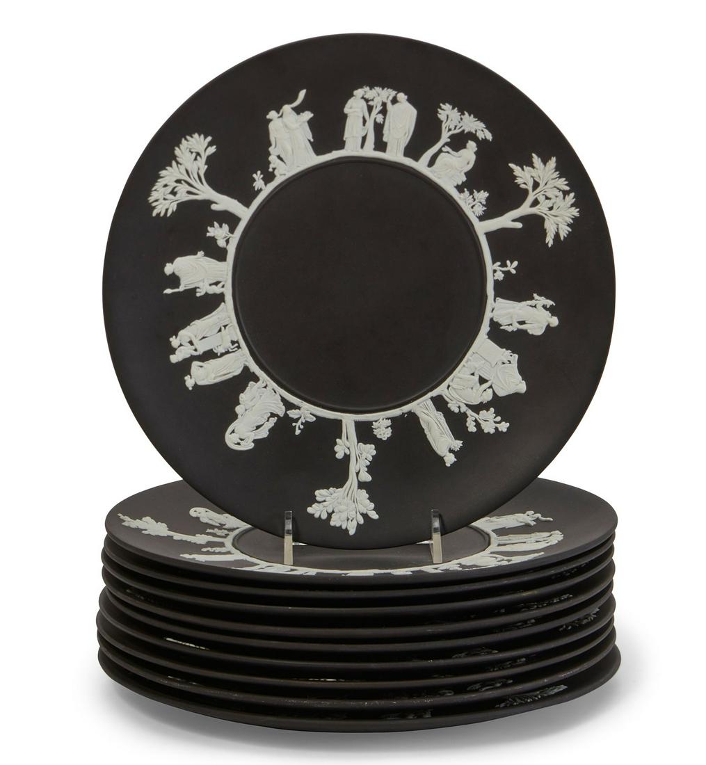 Ten Wedgwood black jasperware plates (1 of 11)