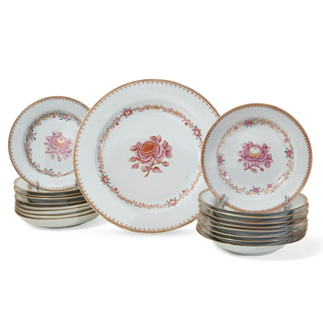 A 19pc Chinese Export Famille Rose porcelain set (1 of 7)