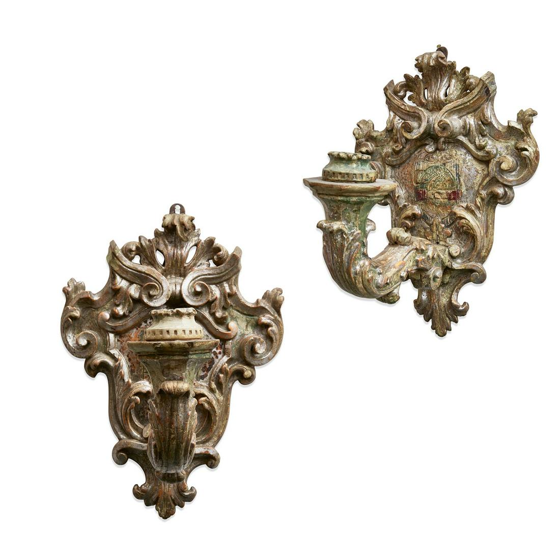 Pair of Italian Baroque single branch wall lights (1 of 5)