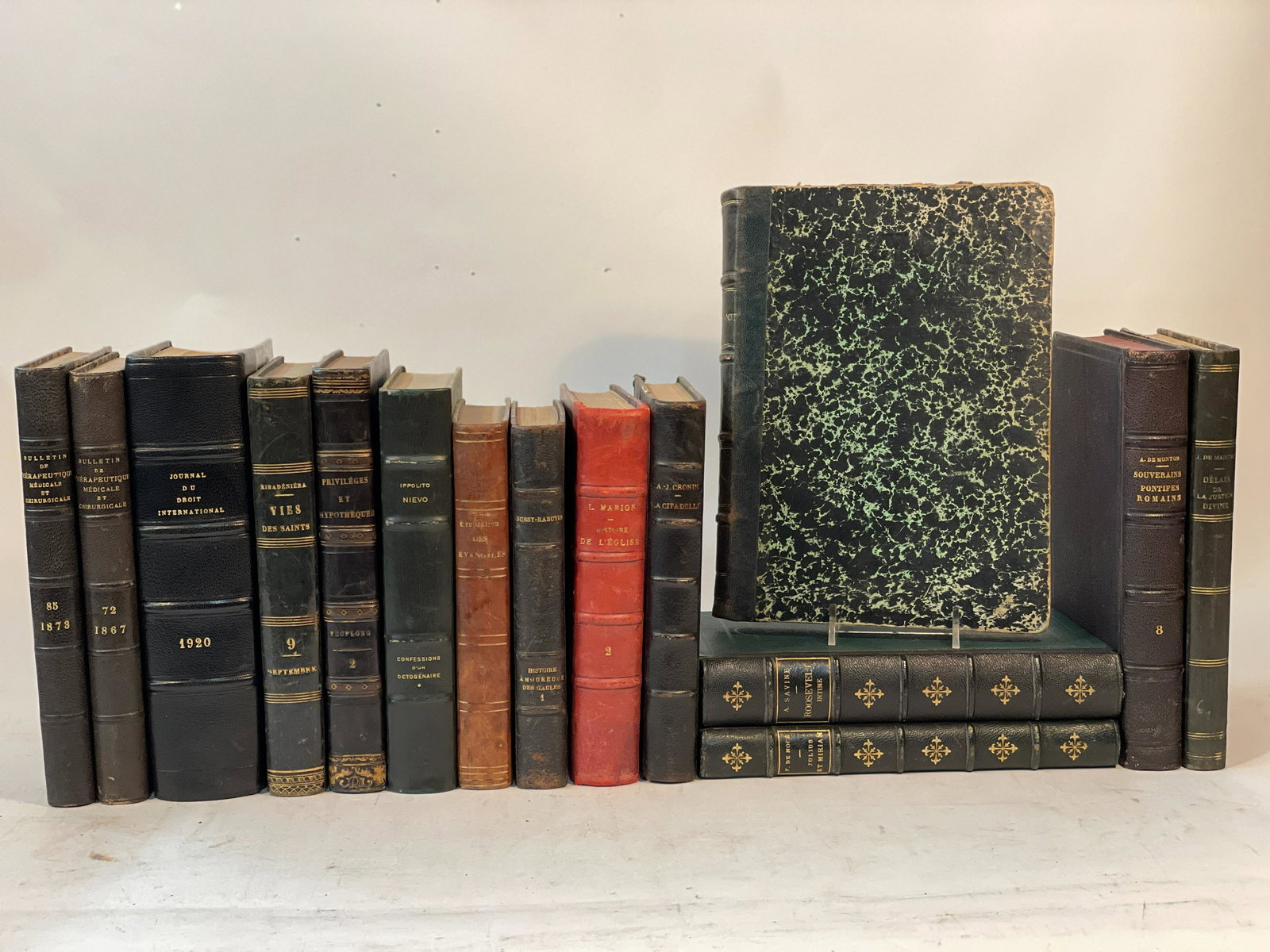 Approx 100 19th century French leather books (1 of 2)