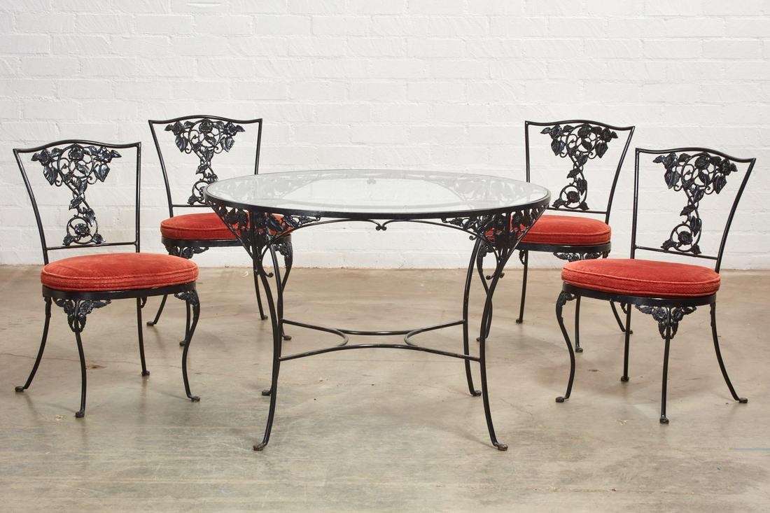 A five piece ebonized metal patio suite (1 of 6)