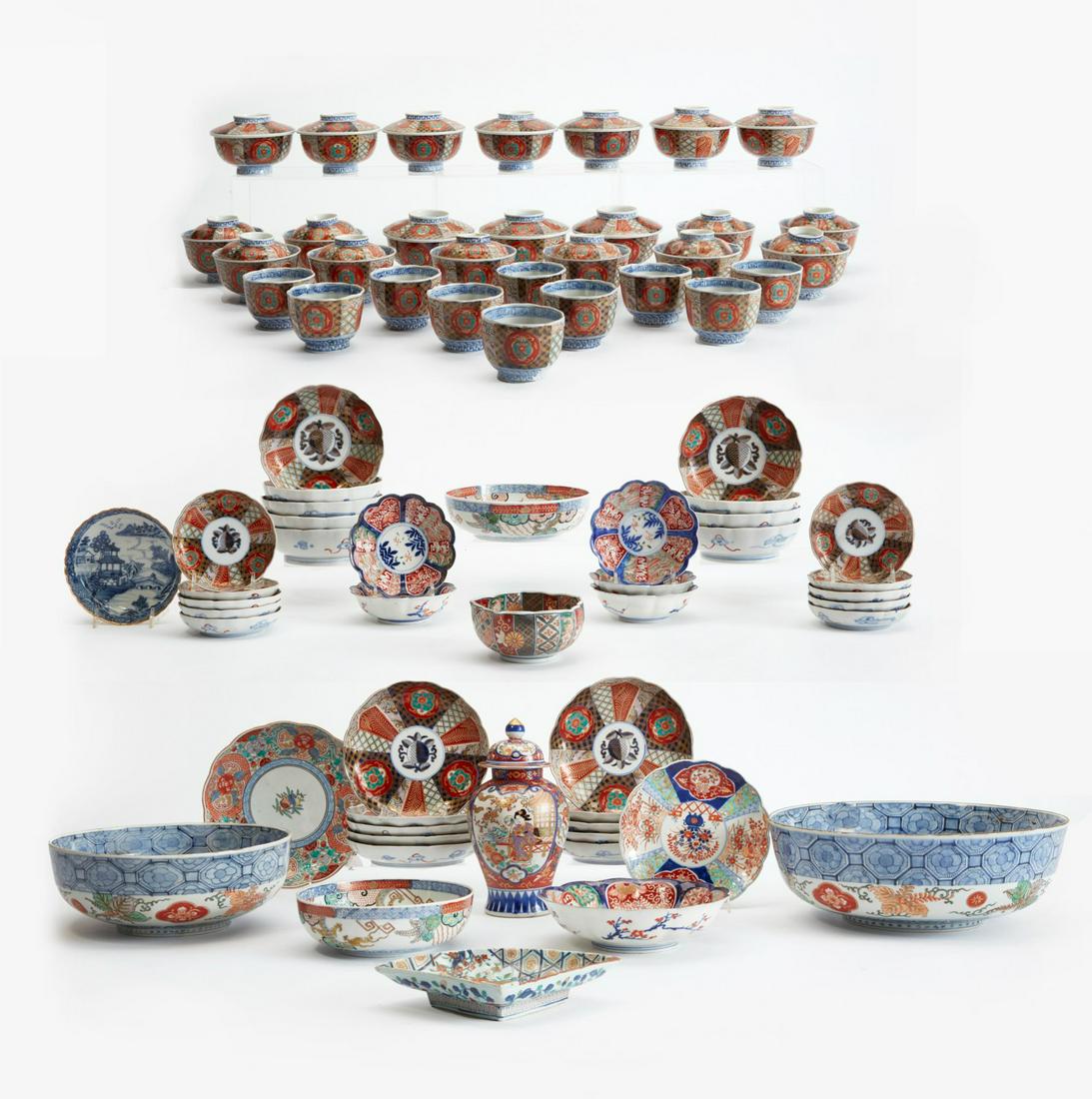 A group of Japanese Imari porcelain dinnerware (1 of 7)