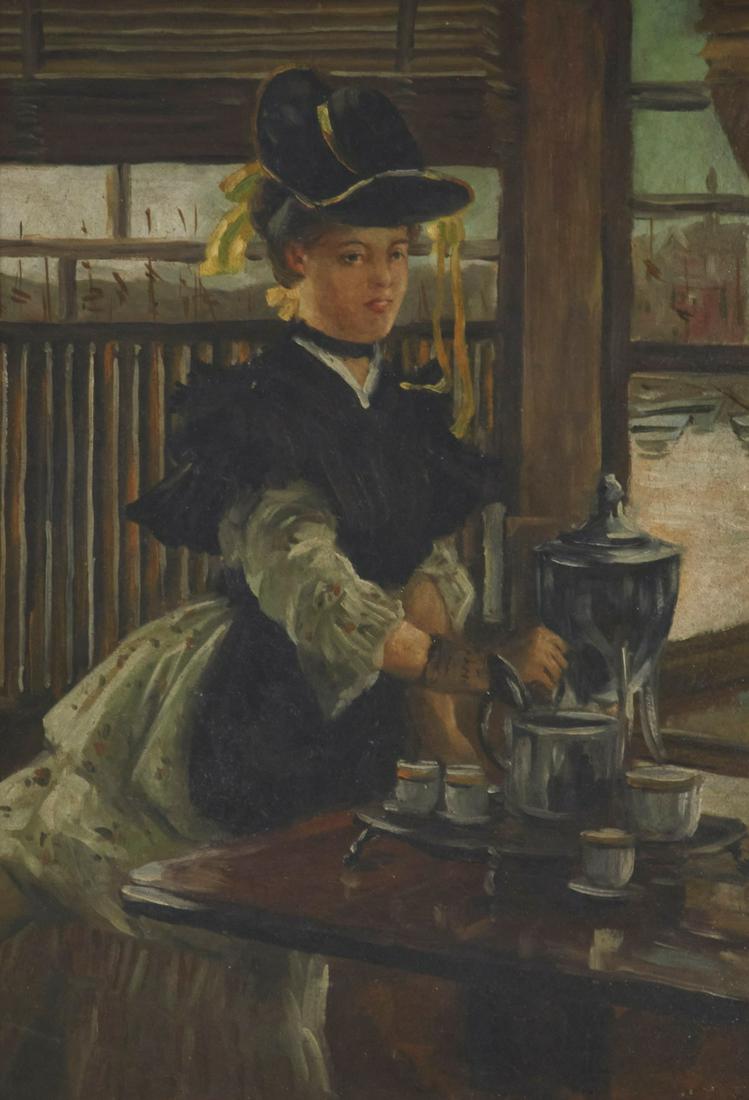 After James Jacques Tissot, Tea, Oil: After James Jacques Tissot (French, 1836-1906)TeaOil on board12 x 17in (30 x 43 cm)