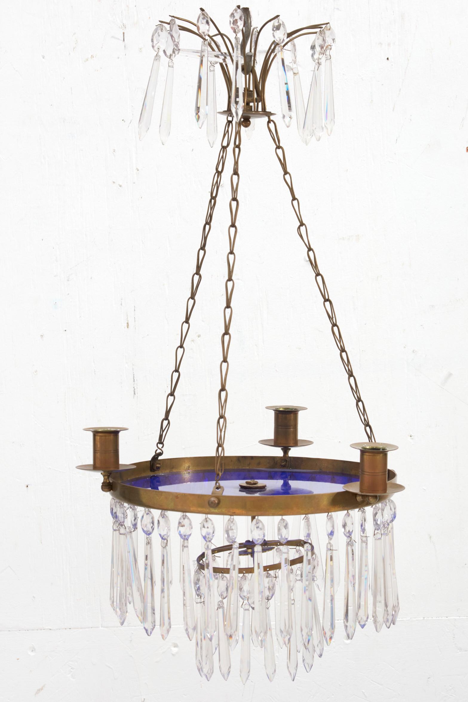 A Baltic Neoclassical three light chandelier (1 of 3)
