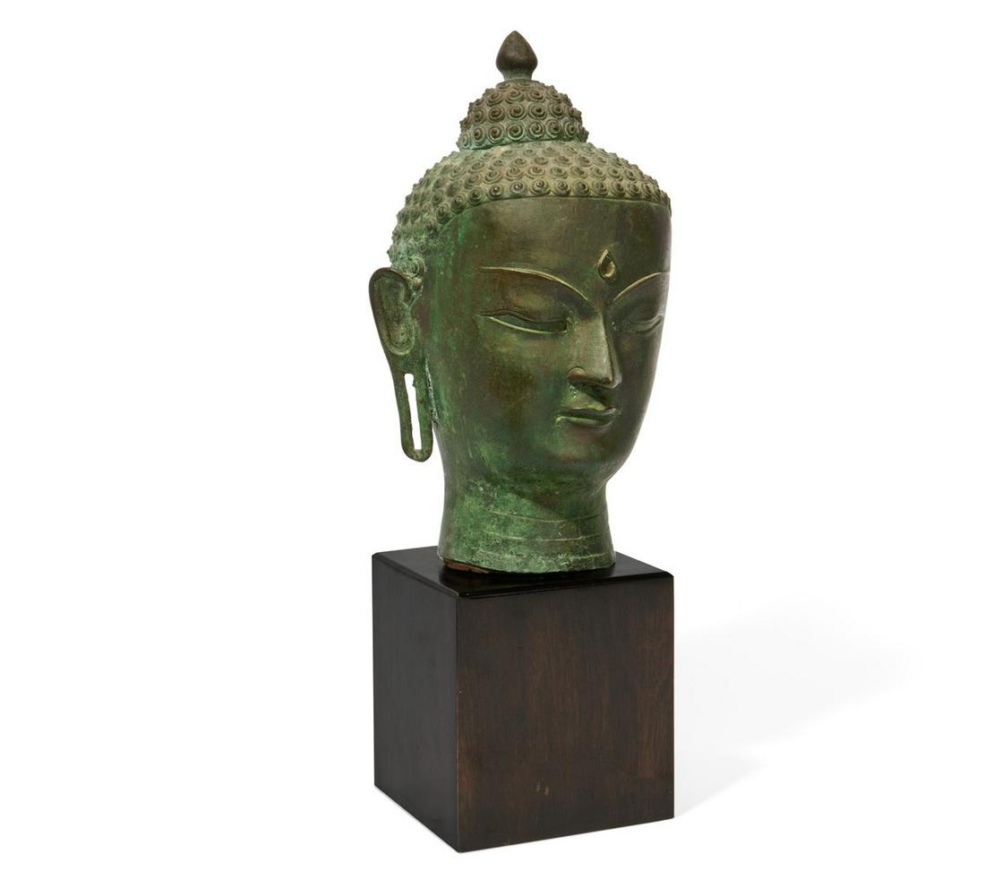 A Southeast Asian patinated head of Buddha (1 of 4)