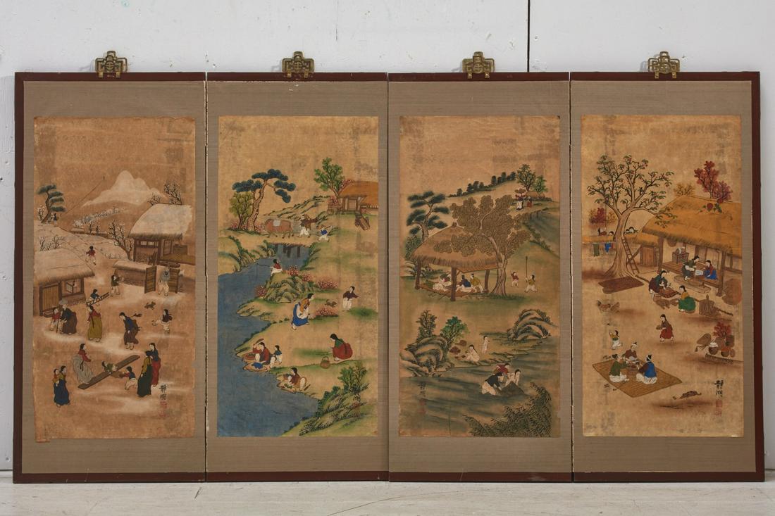 A Korean four-panel hanging screen (1 of 6)