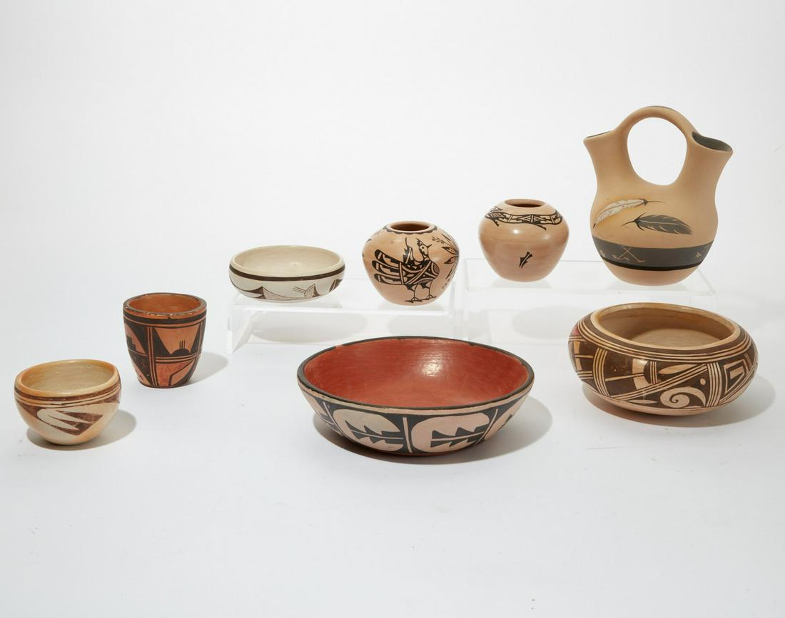 Eight Native American pottery vessels (1 of 4)