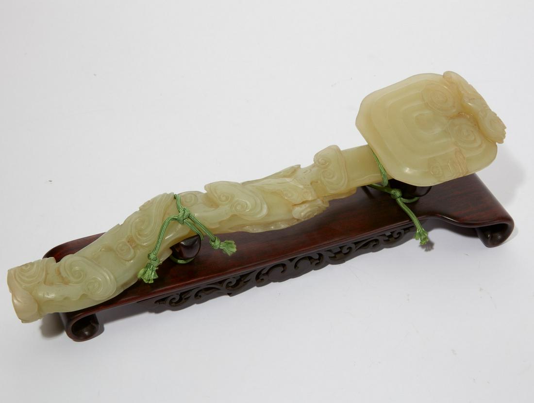 A large Chinese hardstone ruyi scepter (1 of 3)