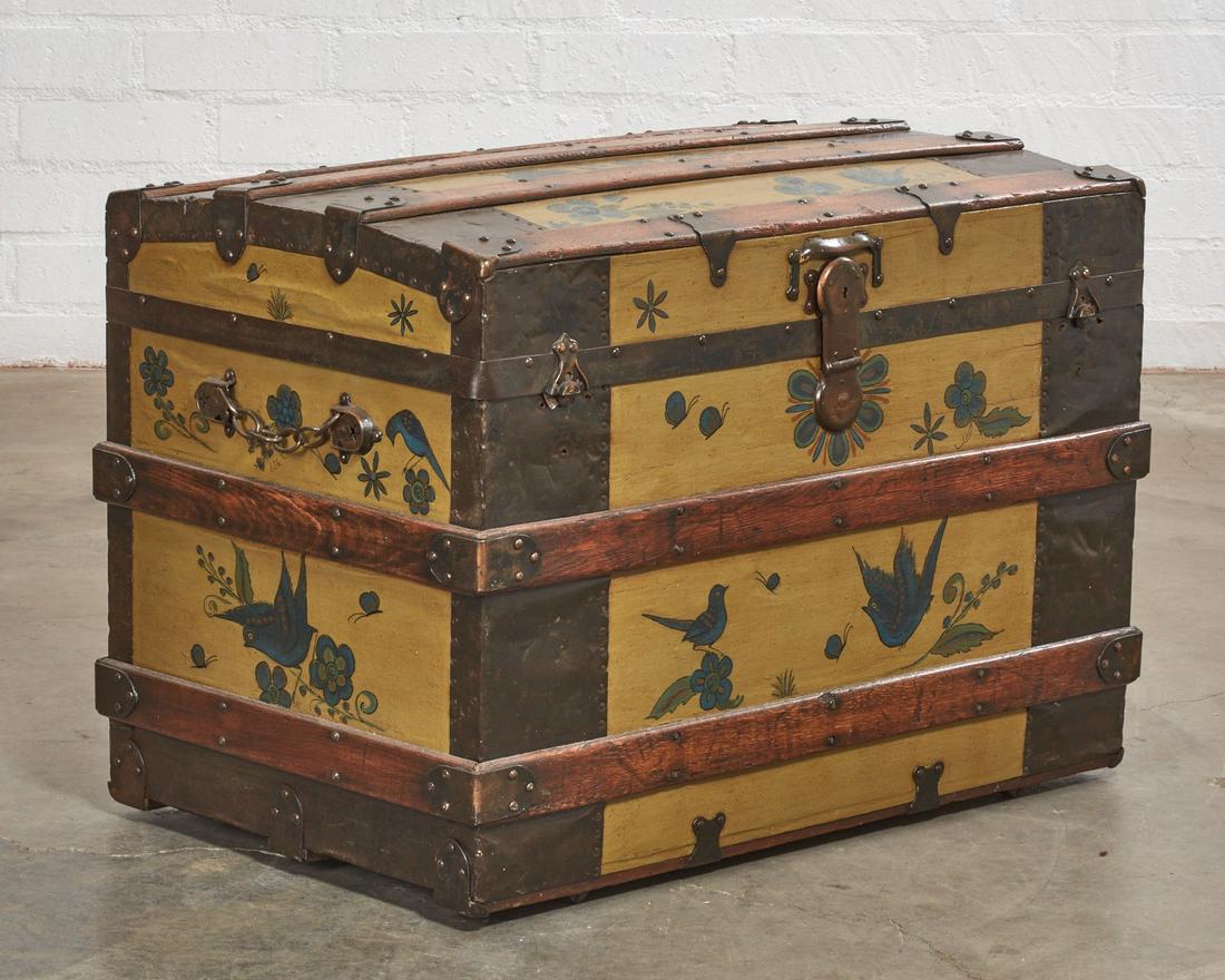 A polychrome decorated travel trunk (1 of 6)
