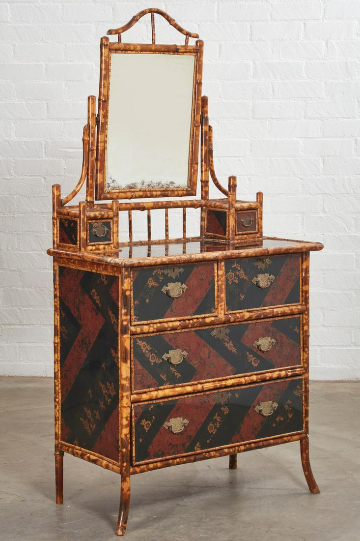 A Victorian bamboo and lacquer vanity chest (1 of 5)