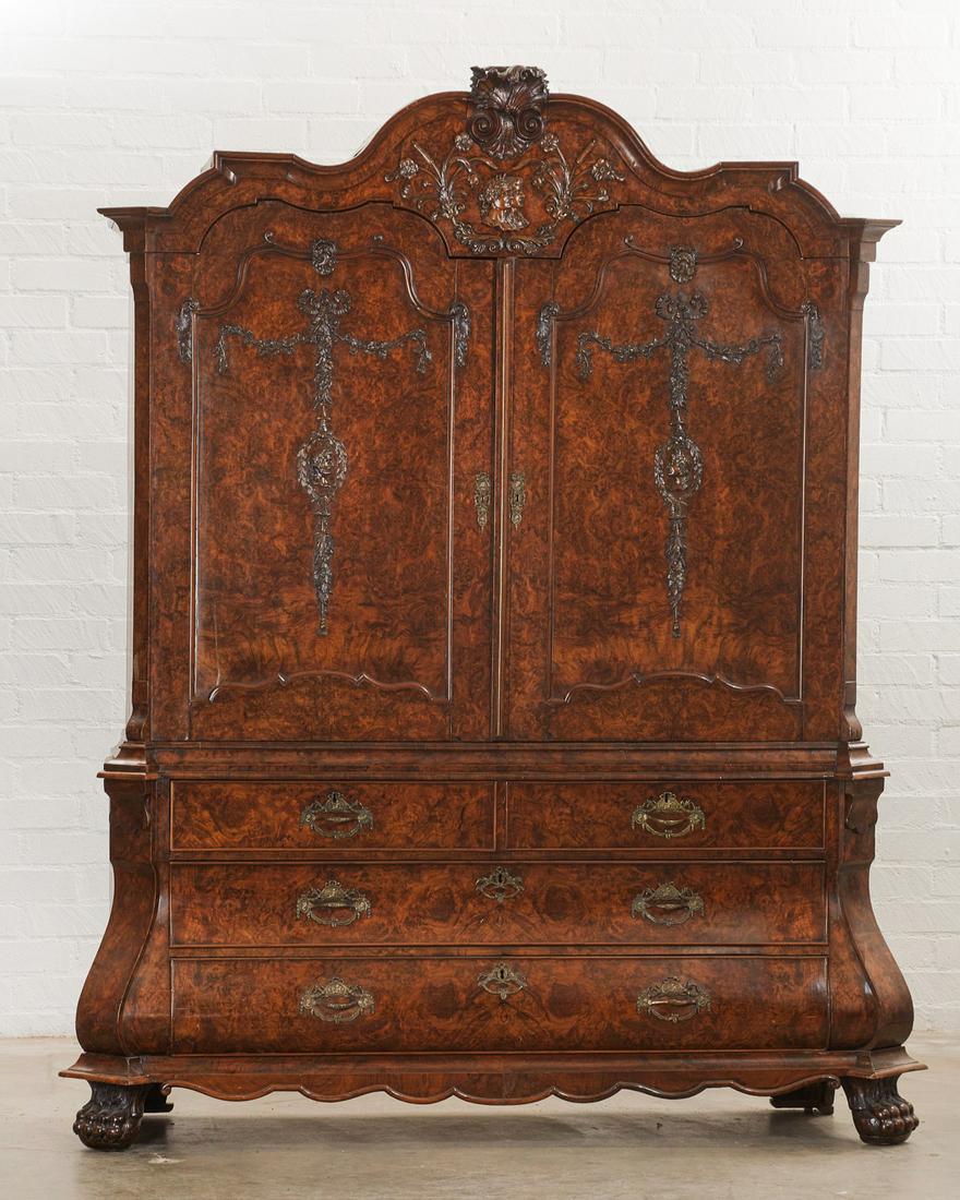 A Dutch Rococo walnut cabinet on chest (1 of 12)