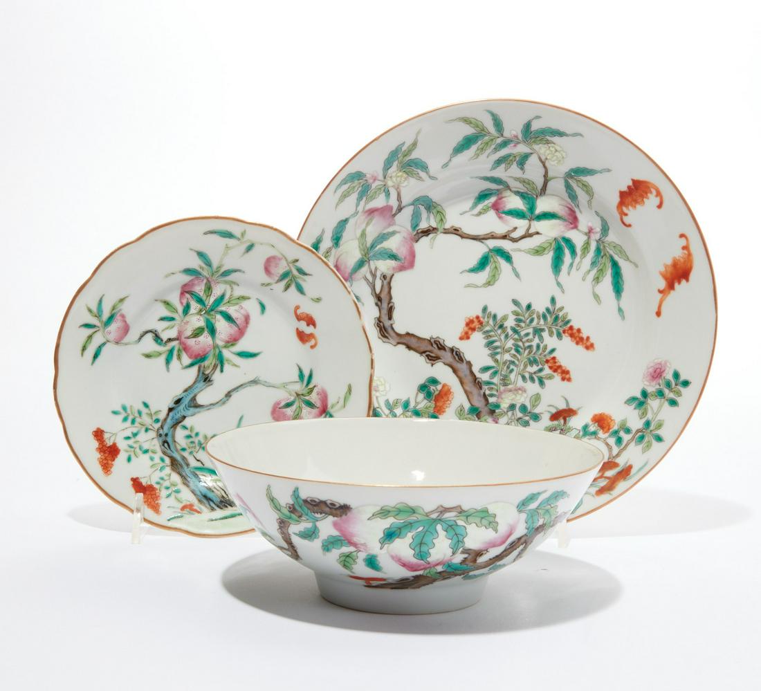 Three Chinese peach branch porcelain dishes (1 of 4)