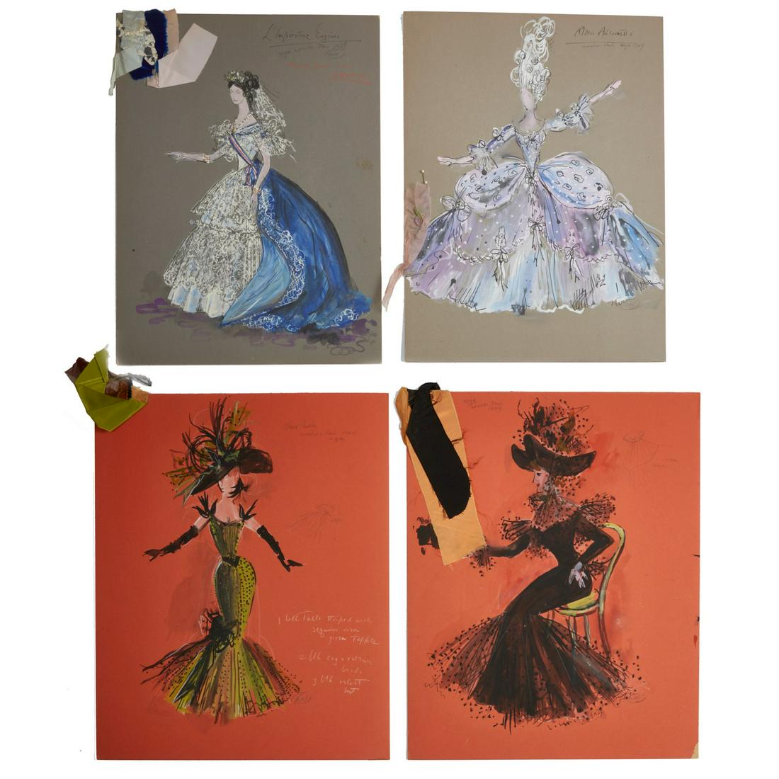 A folio of hand drawn costume designs (1 of 12)