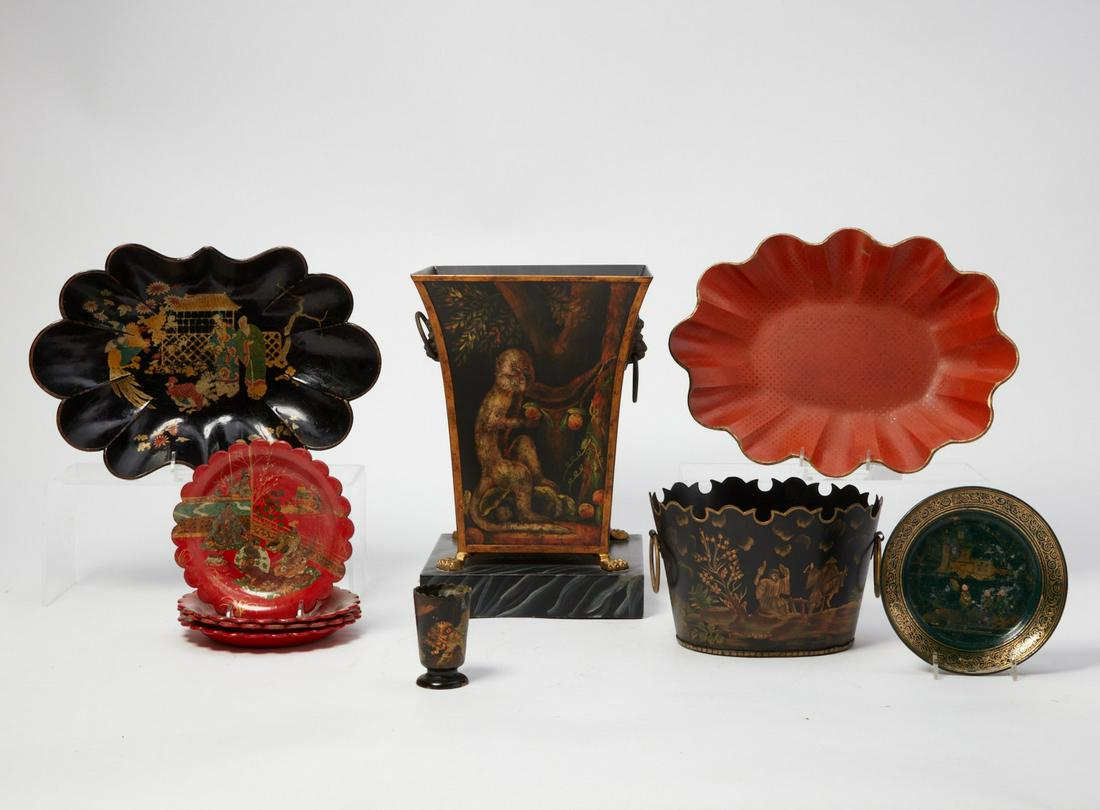 Ten tole and lacquer articles (1 of 3)