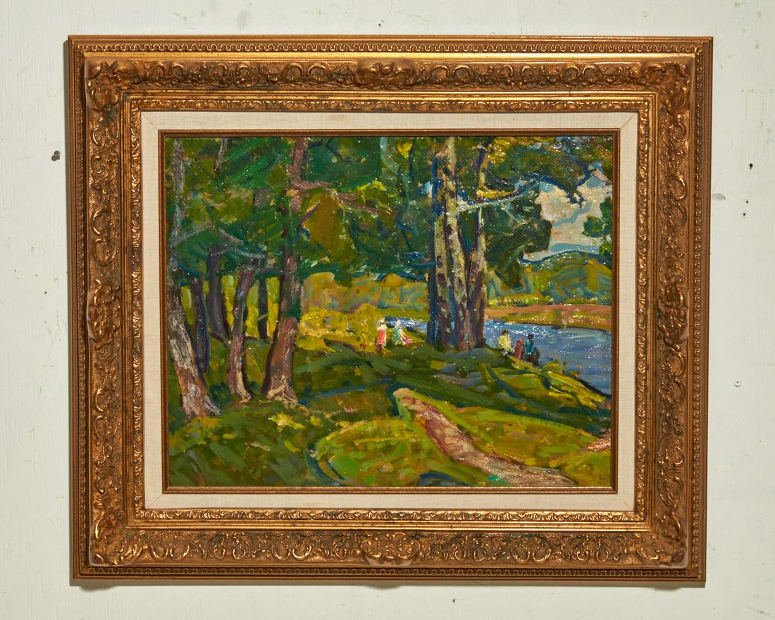 Continental School, Figures by a wooded stream (1 of 4)