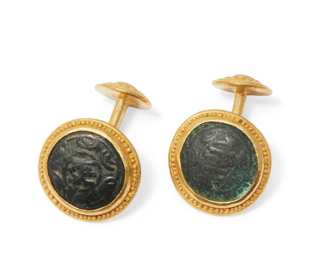 Italian Ancient coin & high karat gold cufflinks (1 of 6)