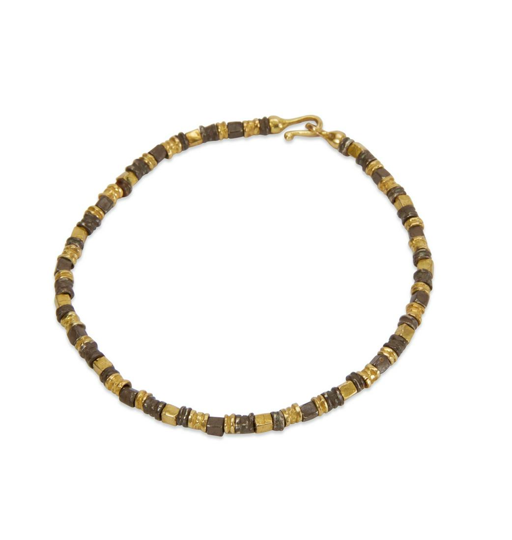 Italian 18K gold & oxidized silver bead bracelet (1 of 4)