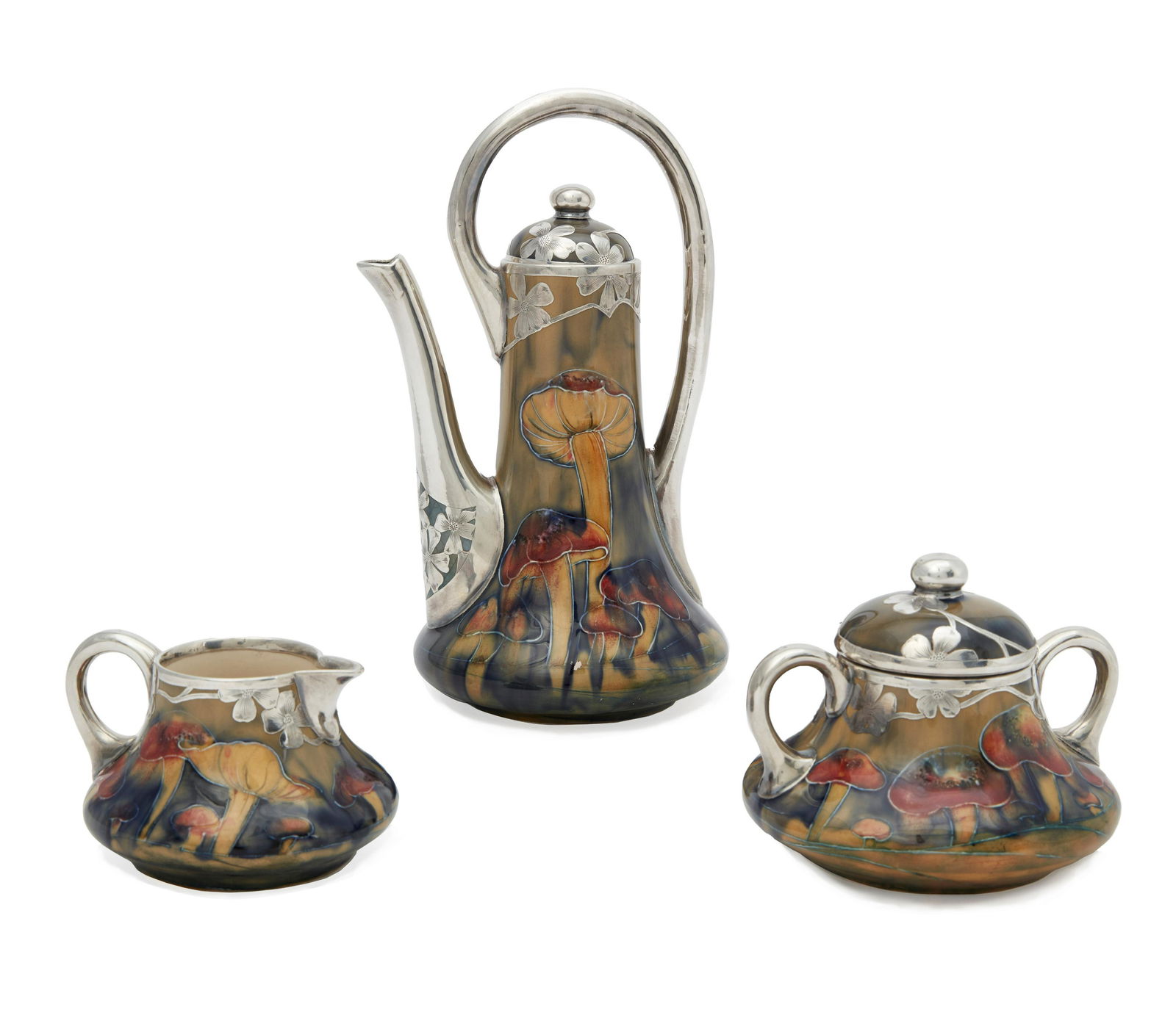 William Moorcroft silver Claremont coffee set (1 of 18)