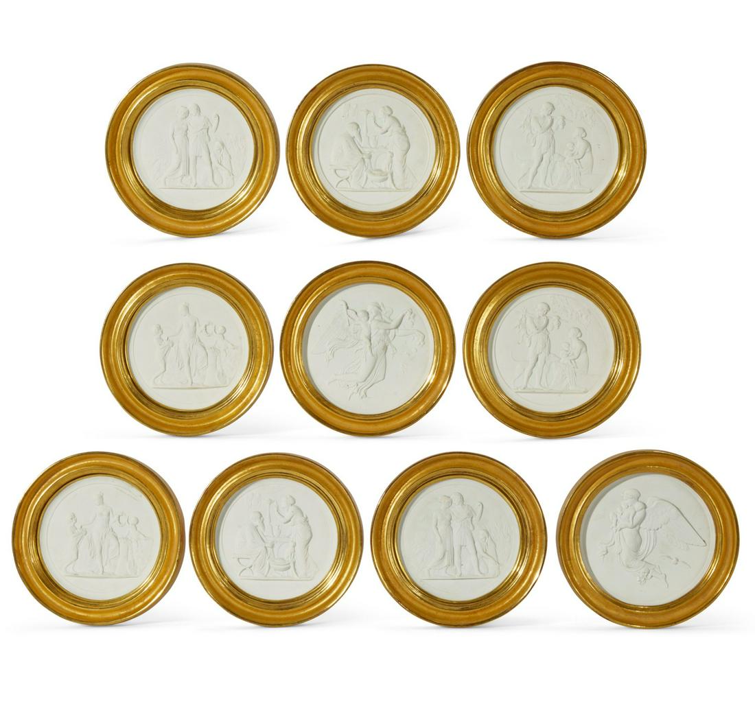 Ten Neoclassical style bisque bas relief plaques (1 of 3)