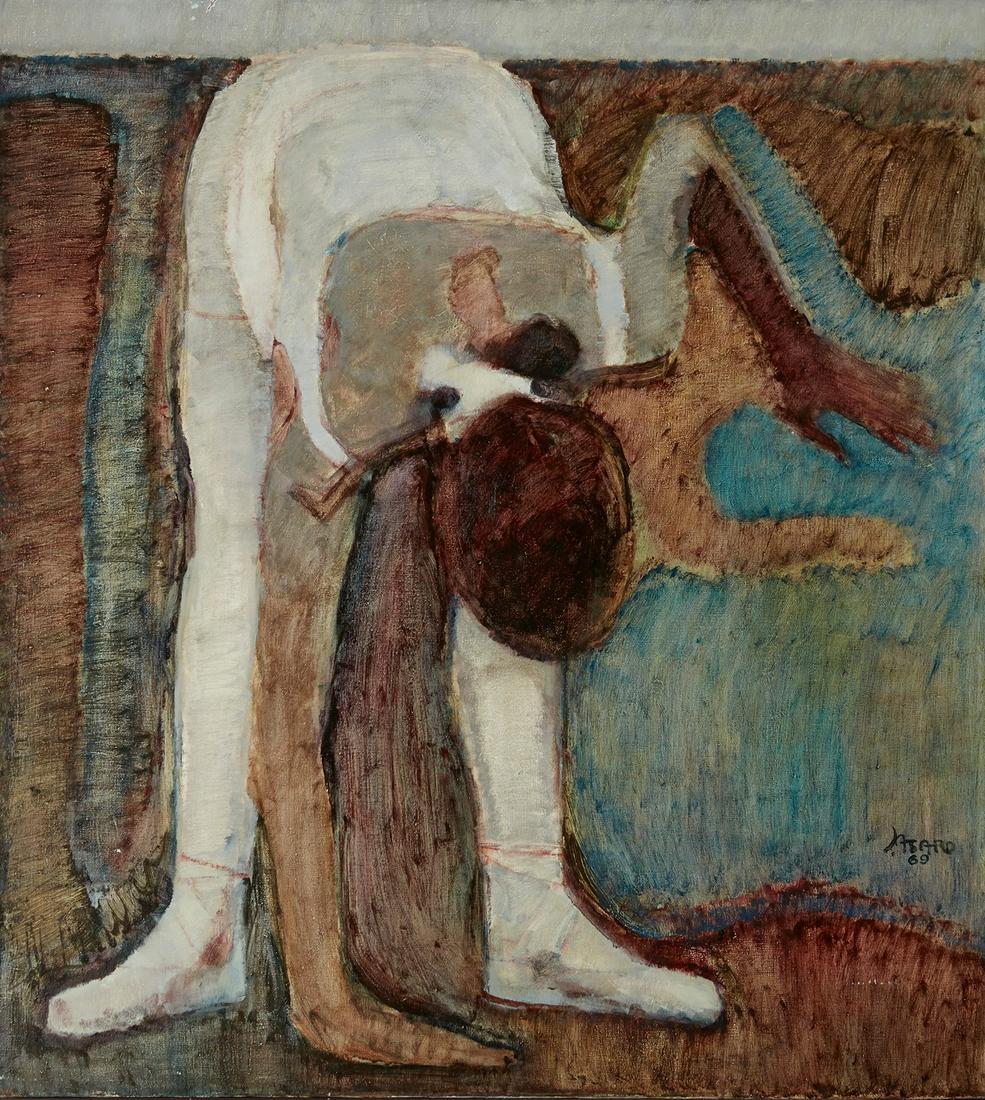 John Asaro, Ballerina, 1969: John Asaro (American, b. 1937)Ballerina, 1969oil on canvassigned J. Asaro and dated lower right42 x 38in (107 x 97cm) Provenance:By repute, the estate of Charles Bronson.