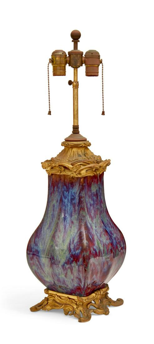 A Chinese flambe glazed hu vase lamp (1 of 1)