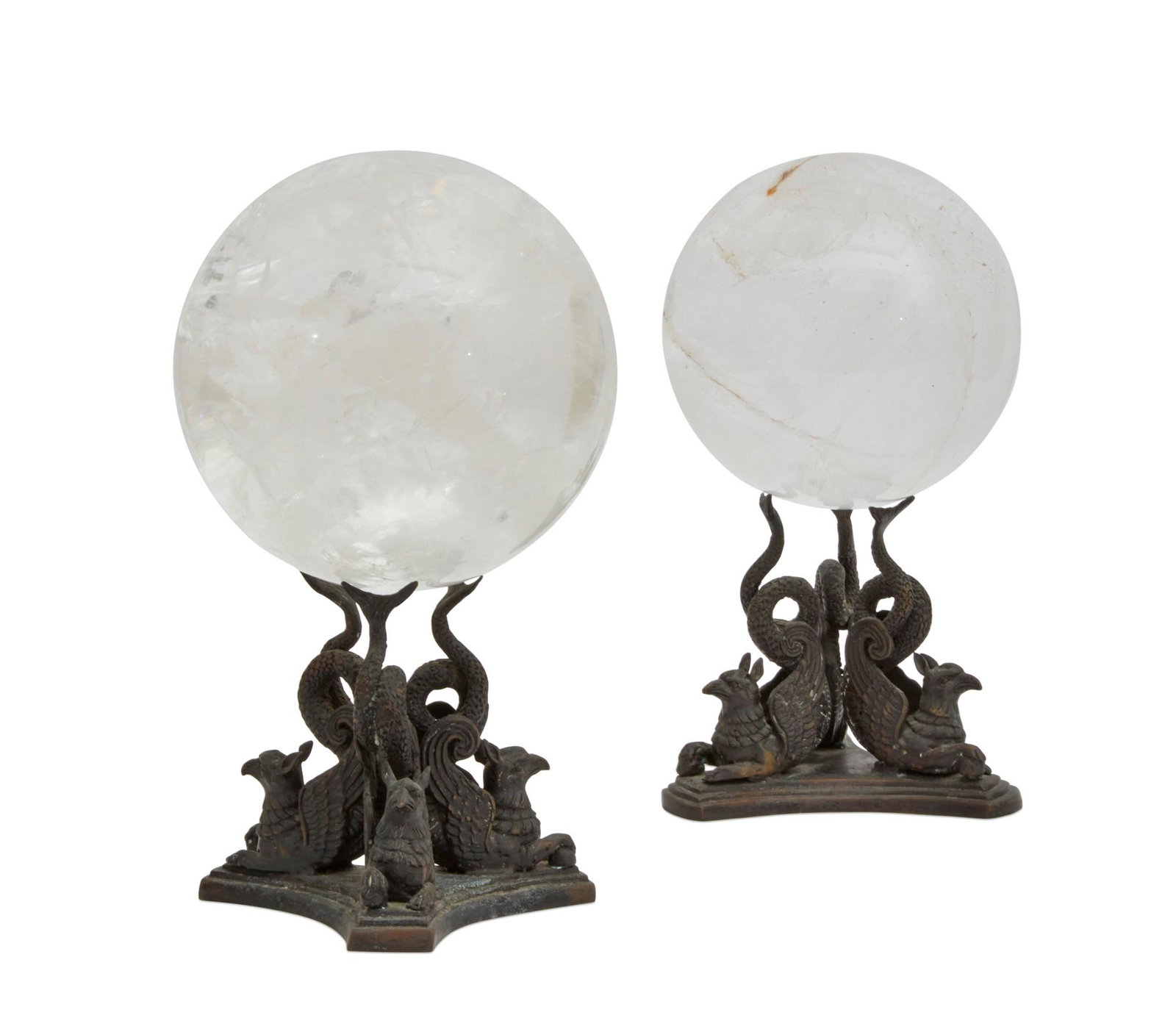 Neoclassical style rock crystal & metal spheres (1 of 8)
