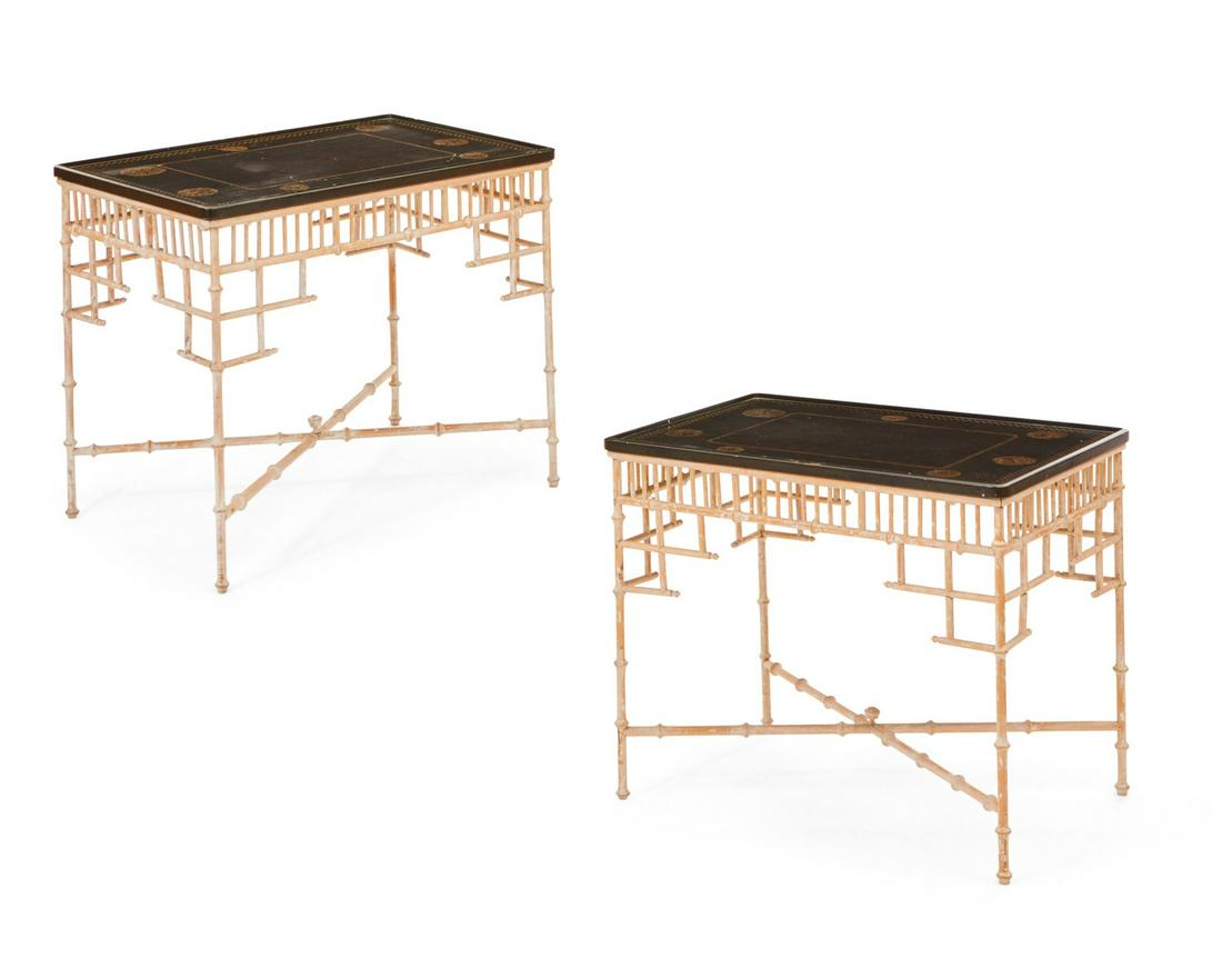 A pair of Chinoiserie style faux bamboo tables (1 of 3)