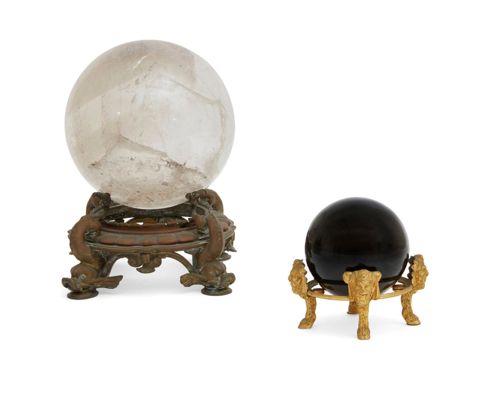 A rock crystal sphere & stone sphere on stands (1 of 8)