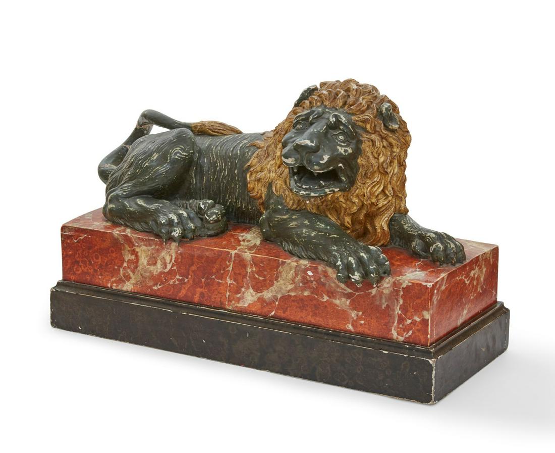 An Italian faux marble model of a recumbent lion (1 of 1)