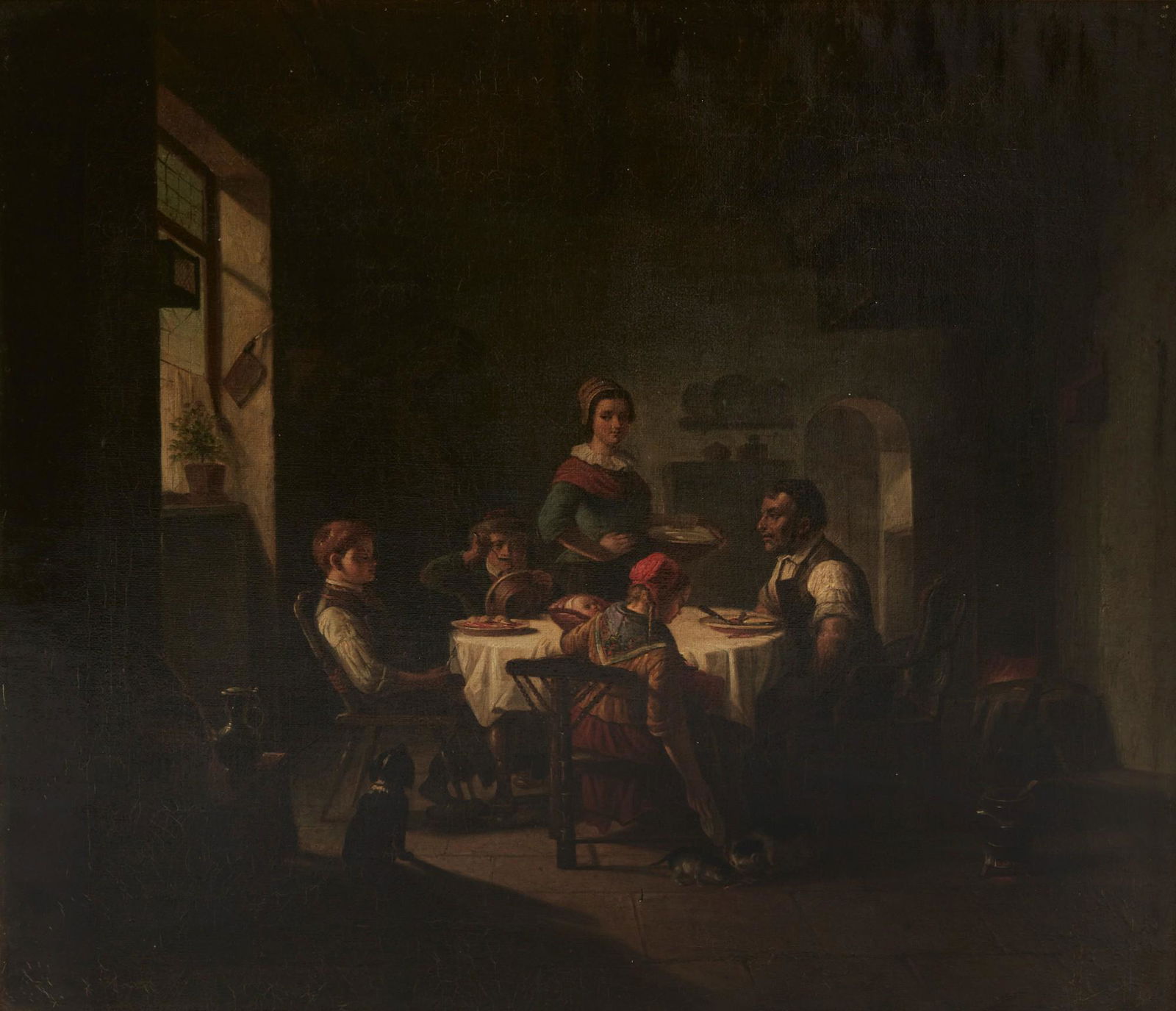 Dutch School, Figures in a domestic interior (1 of 3)