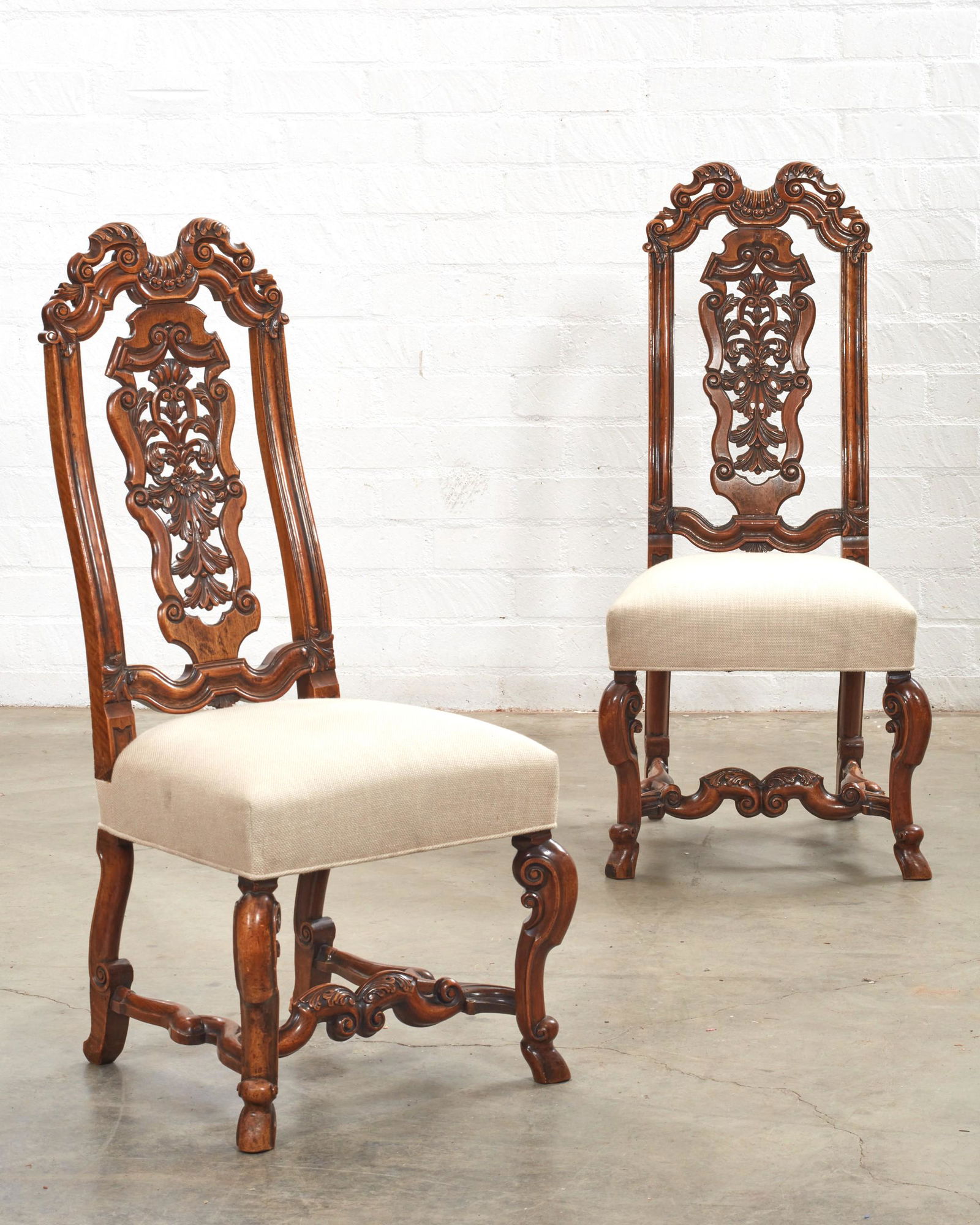 A pair of William and Mary walnut side chairs (1 of 4)