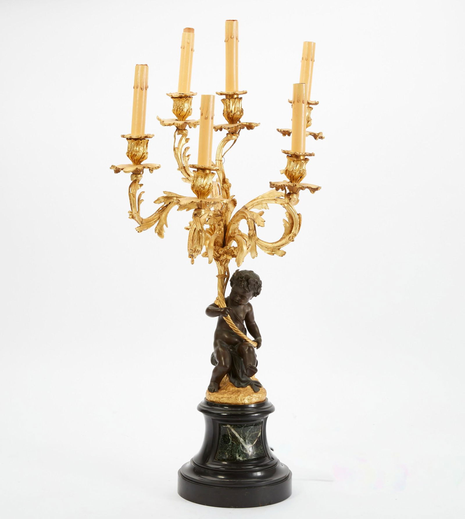 A Louis XV style bronze figural candelabrum (1 of 3)