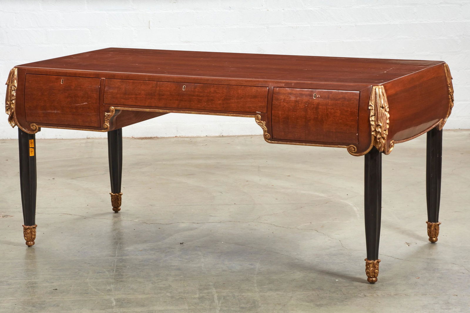 An Art Deco style parcel gilt walnut bureau plat (1 of 4)