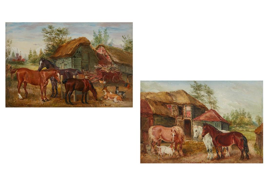 Edwin Frederick Holt, Horse and goat in barnyard (1 of 5)