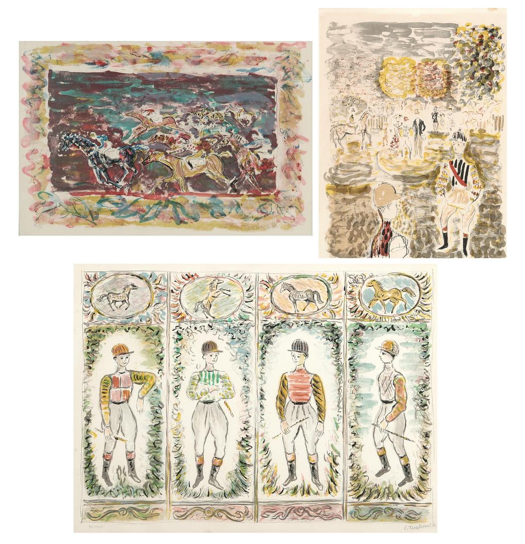 Constantin Terechkovitch, Horseraces (3), litho: Constantin Terechkovitch (French/Russian, 1902-1978)Horseraces (3)lithographs on wove papersigned and numbered in pencillargest 23 x 35in (59 x 89cm)