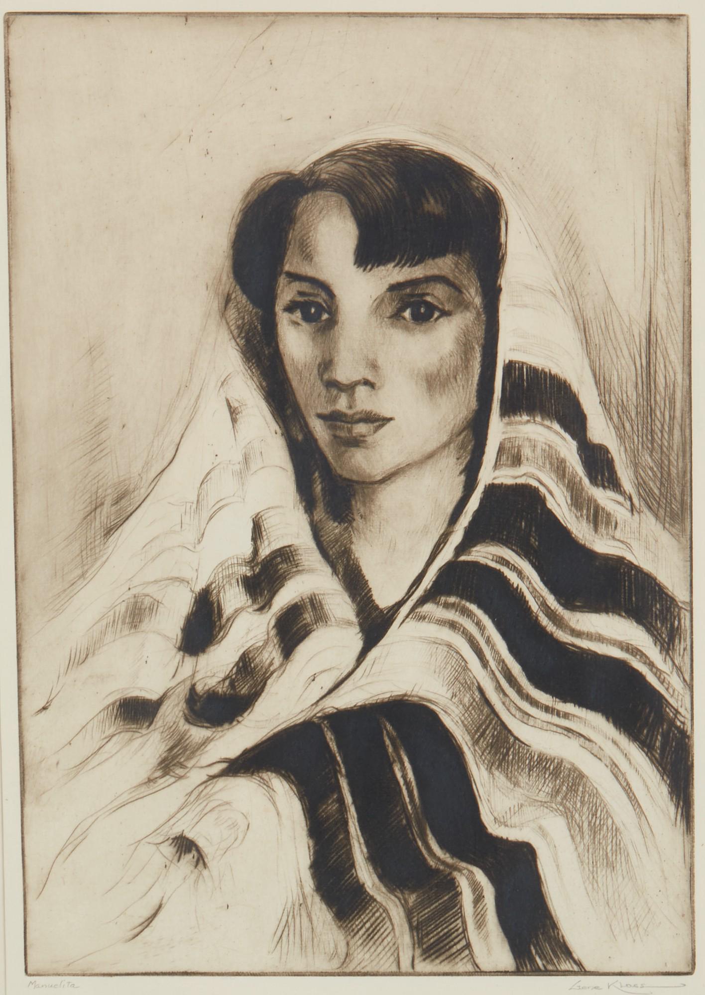 Gene Kloss, Manuelita, ca 1930, etching (1 of 5)