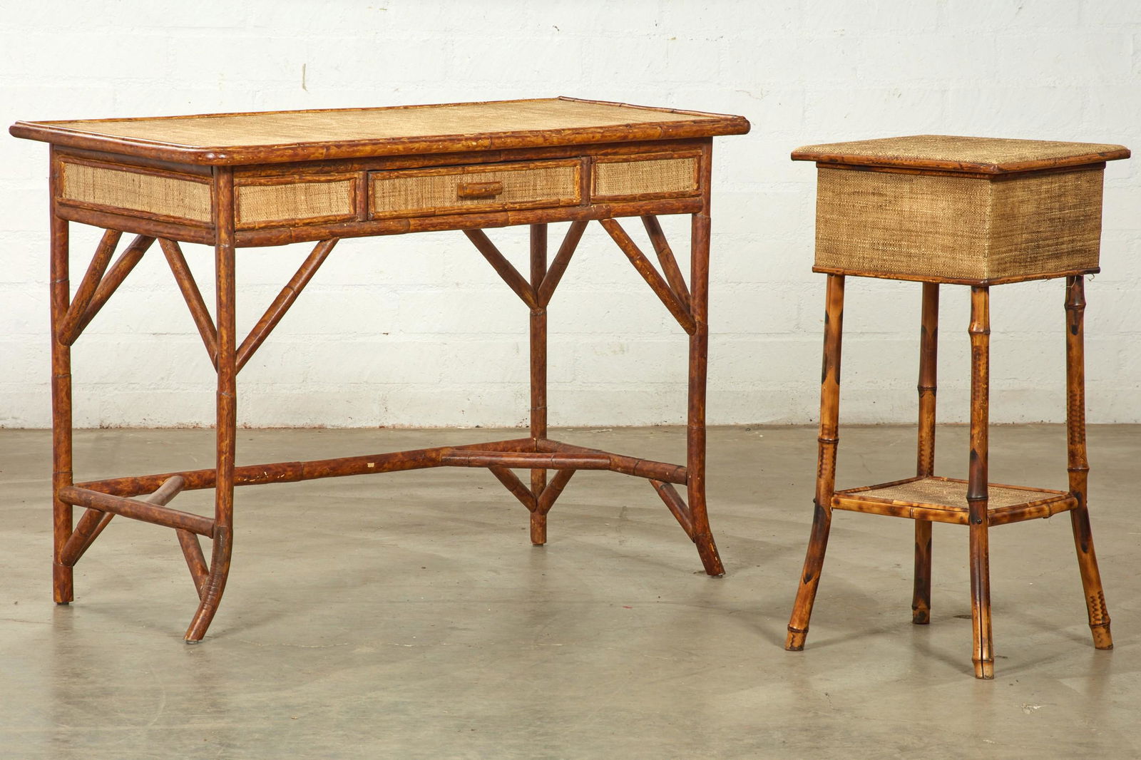 Two bamboo and rattan tables (1 of 4)