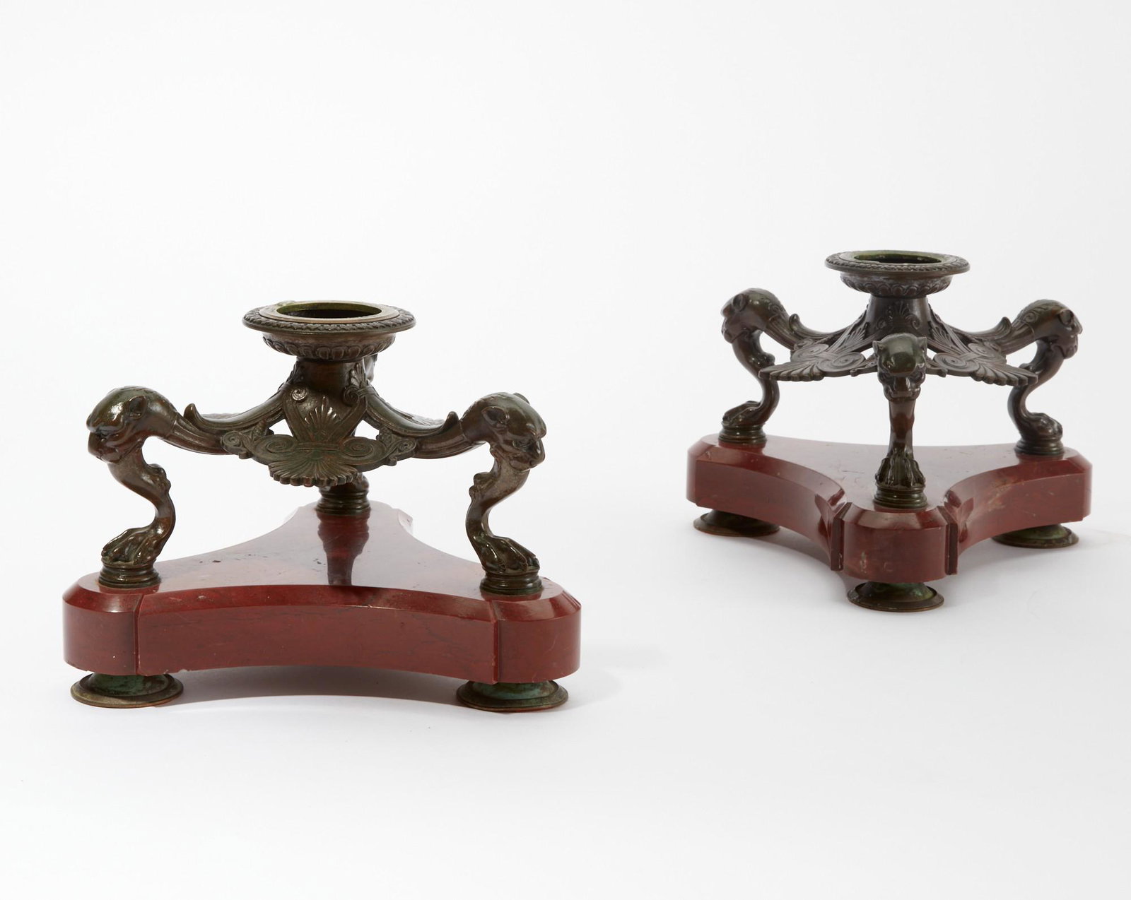 Pair of Louis Philippe bronze marble tazza bases (1 of 2)
