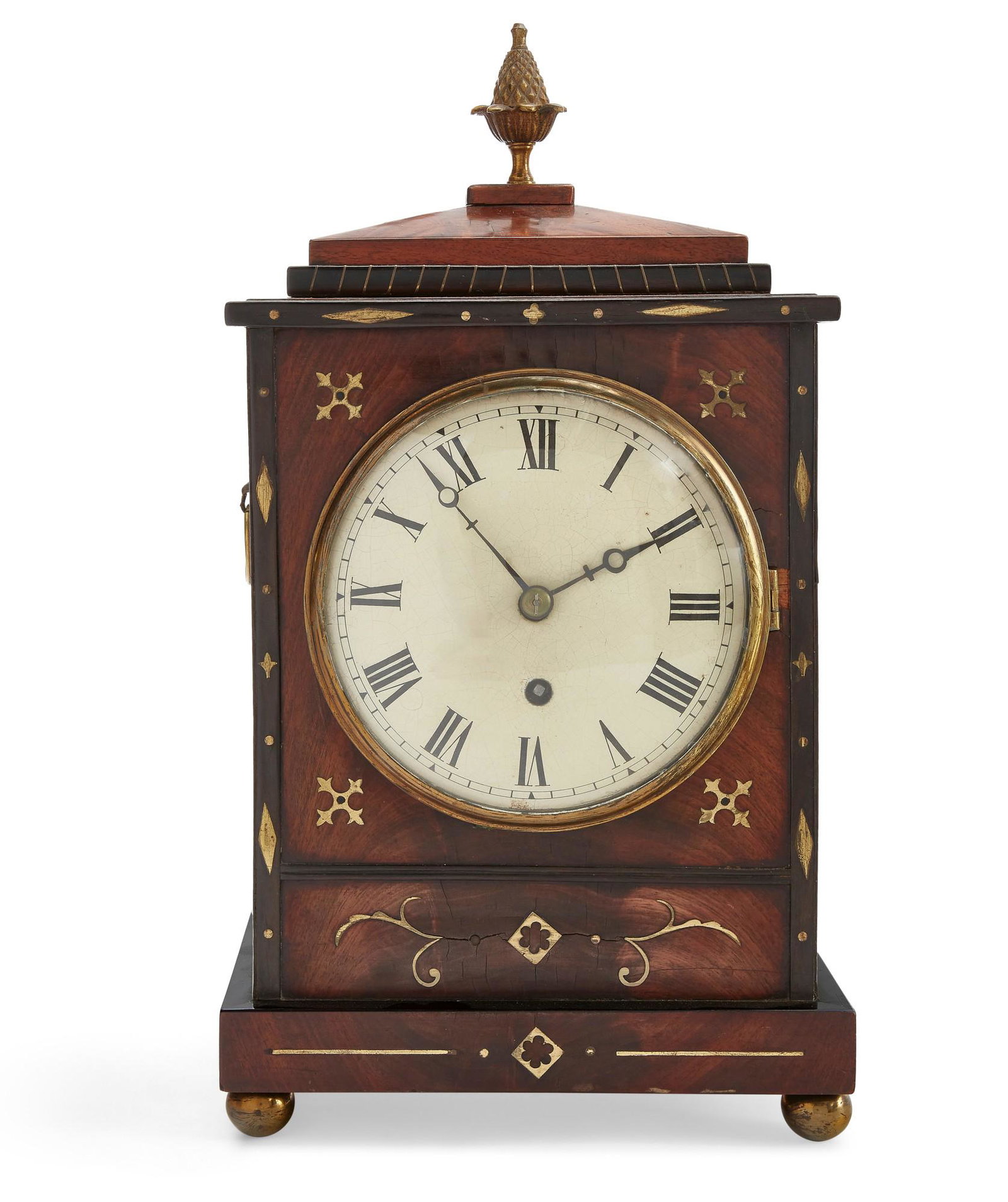 A Regency brass inlaid mahogany mantel timepiece (1 of 7)