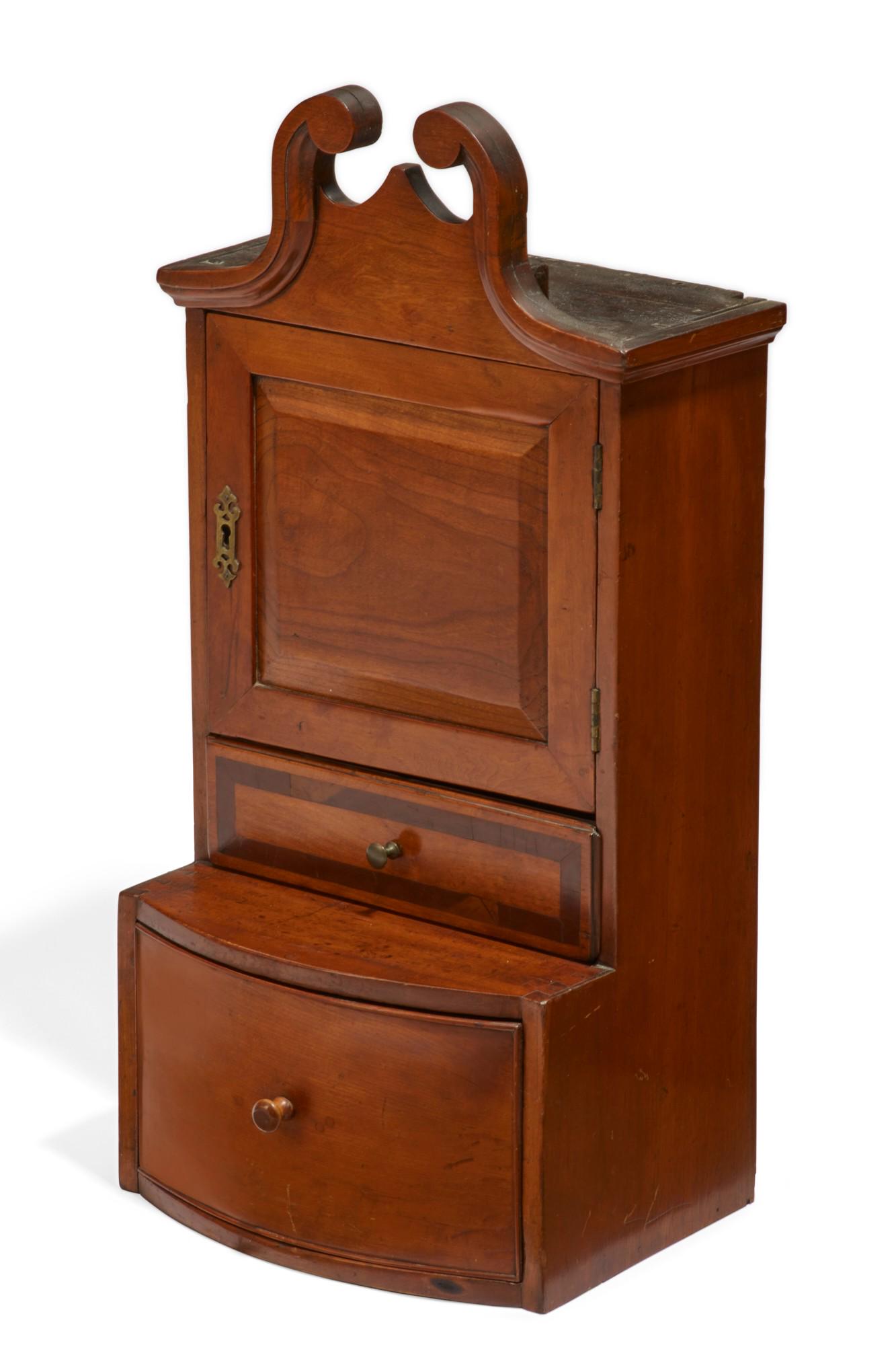A Federal inlaid cherrywood spice cupboard (1 of 6)