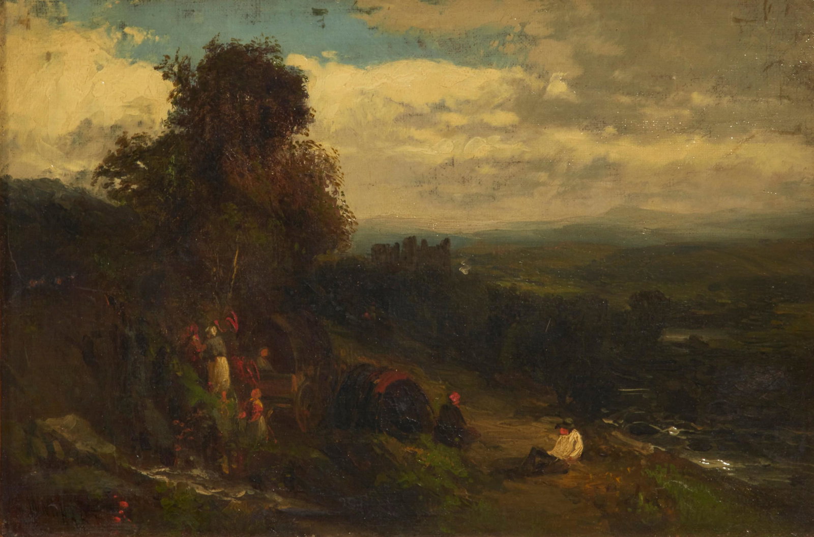 William Hart, Figures and a cart in a landscape: William Hart (Scottish/American, 1823-1894)Figures and a cart in an open landscapeoil on canvassigned lower left Wm Hart8 x 12in (20 x 30.5cm)