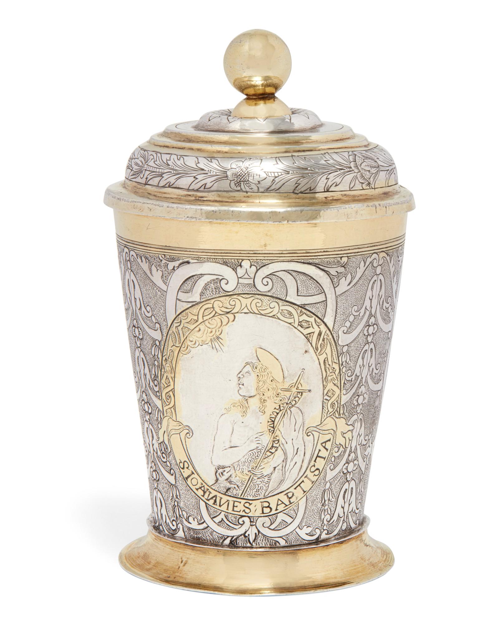 A Continental parcel gilt silver covered beaker (1 of 6)