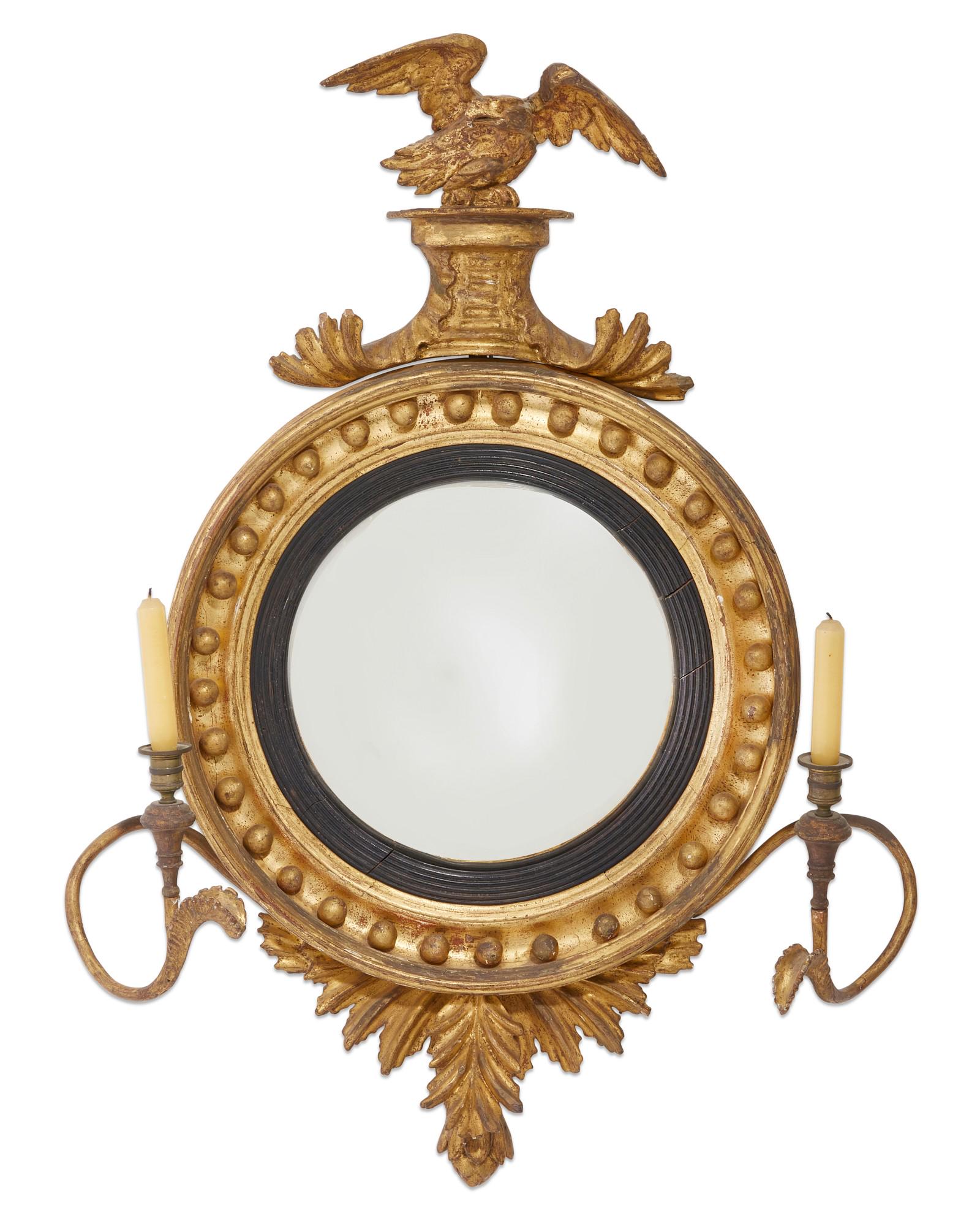 A Regency giltwood convex girandole mirror (1 of 4)