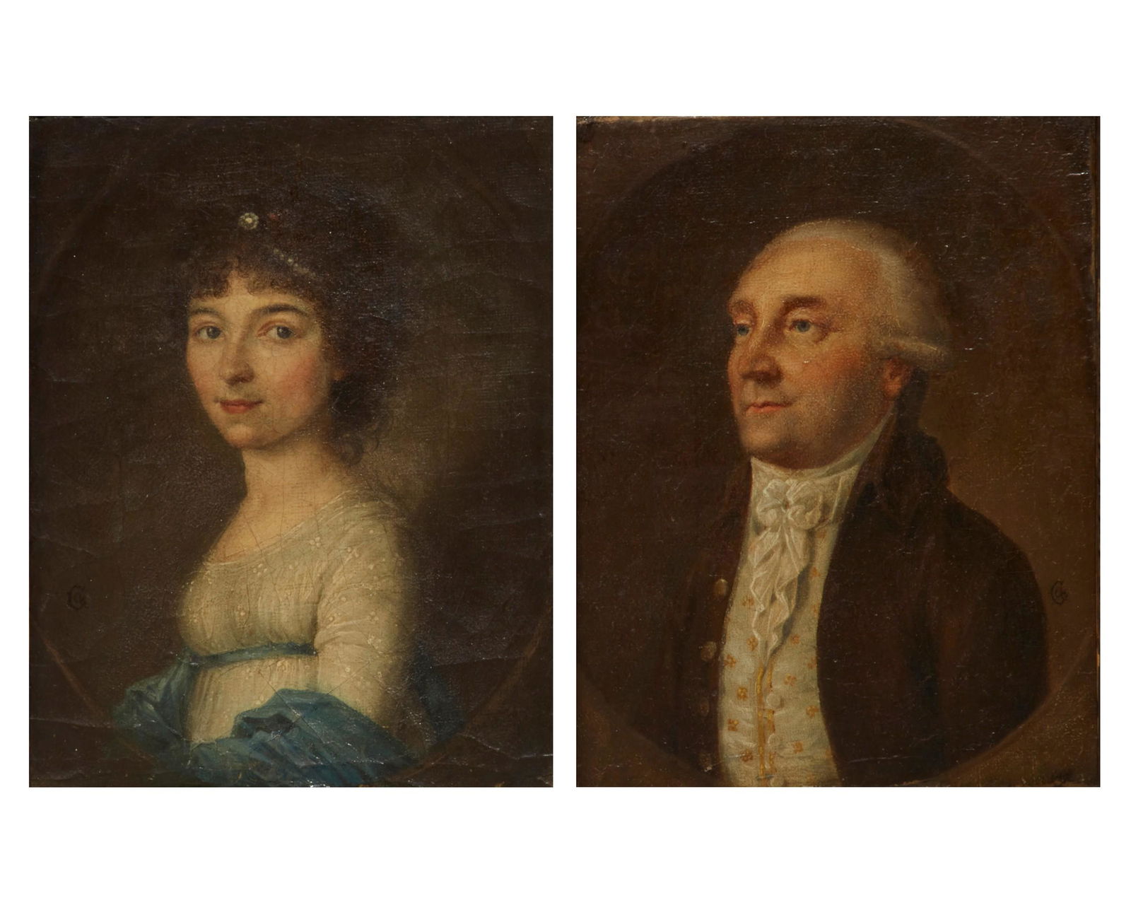 Continental School (early 19th century), Portrait of a gentleman and a lady (2), oil on canvas, 7 x (1 of 7)