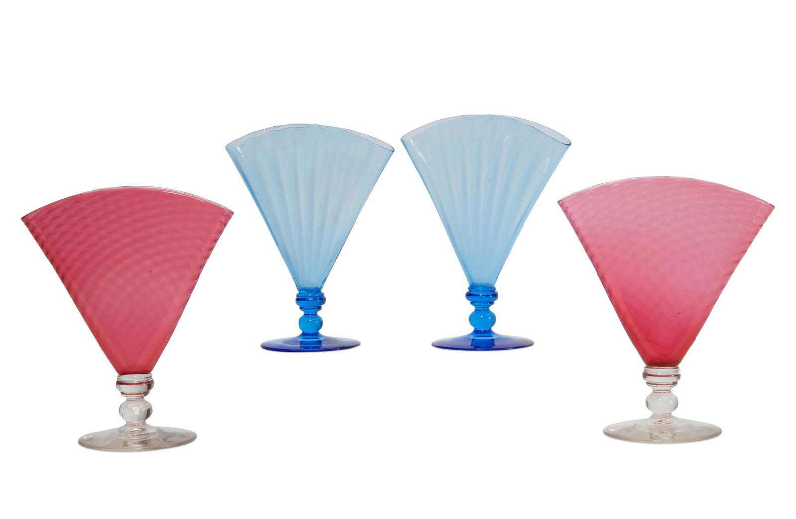 Two pairs of Steuben glass fan vases (1 of 3)