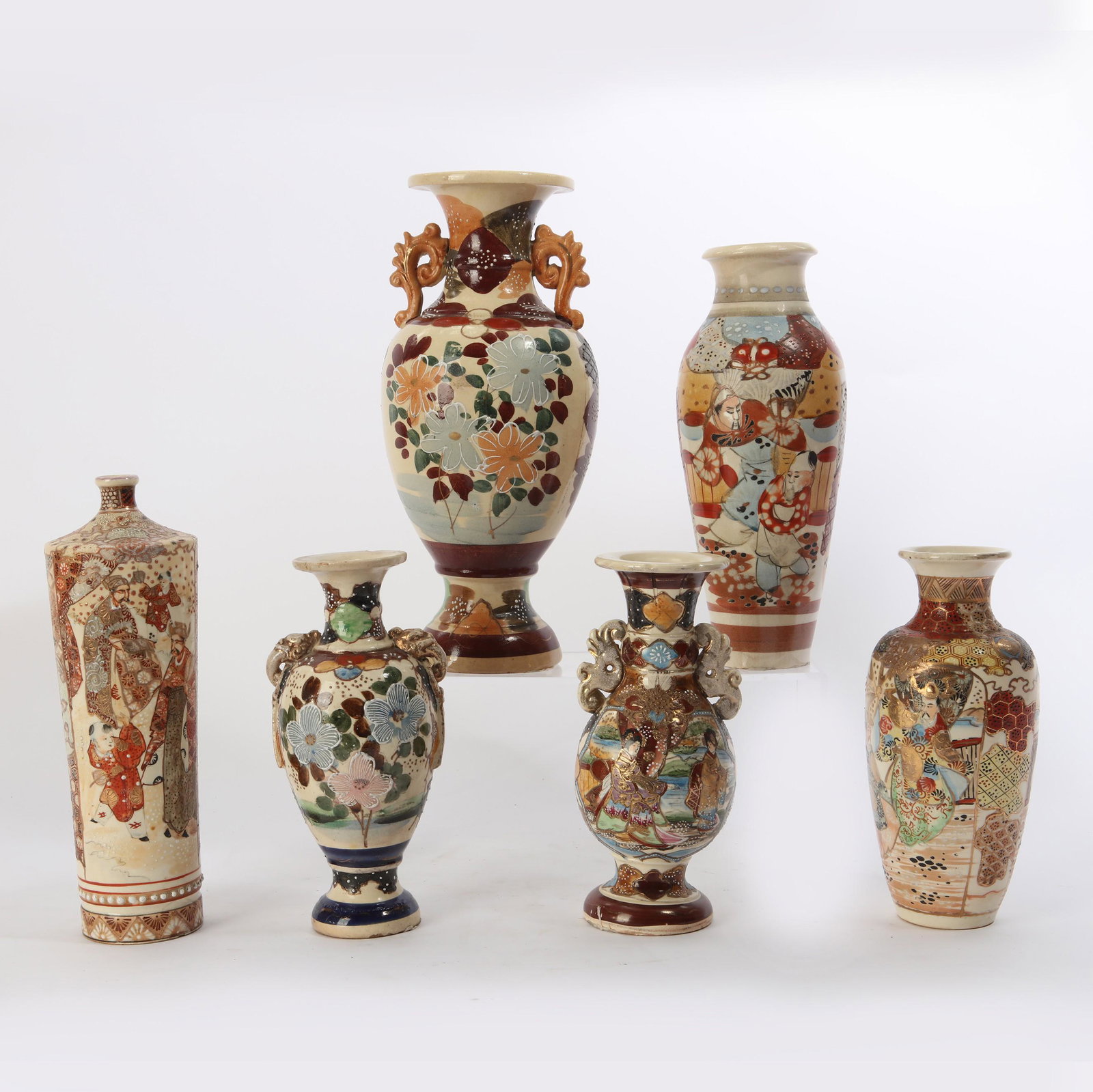 Six Japanese Satsuma vases (1 of 4)