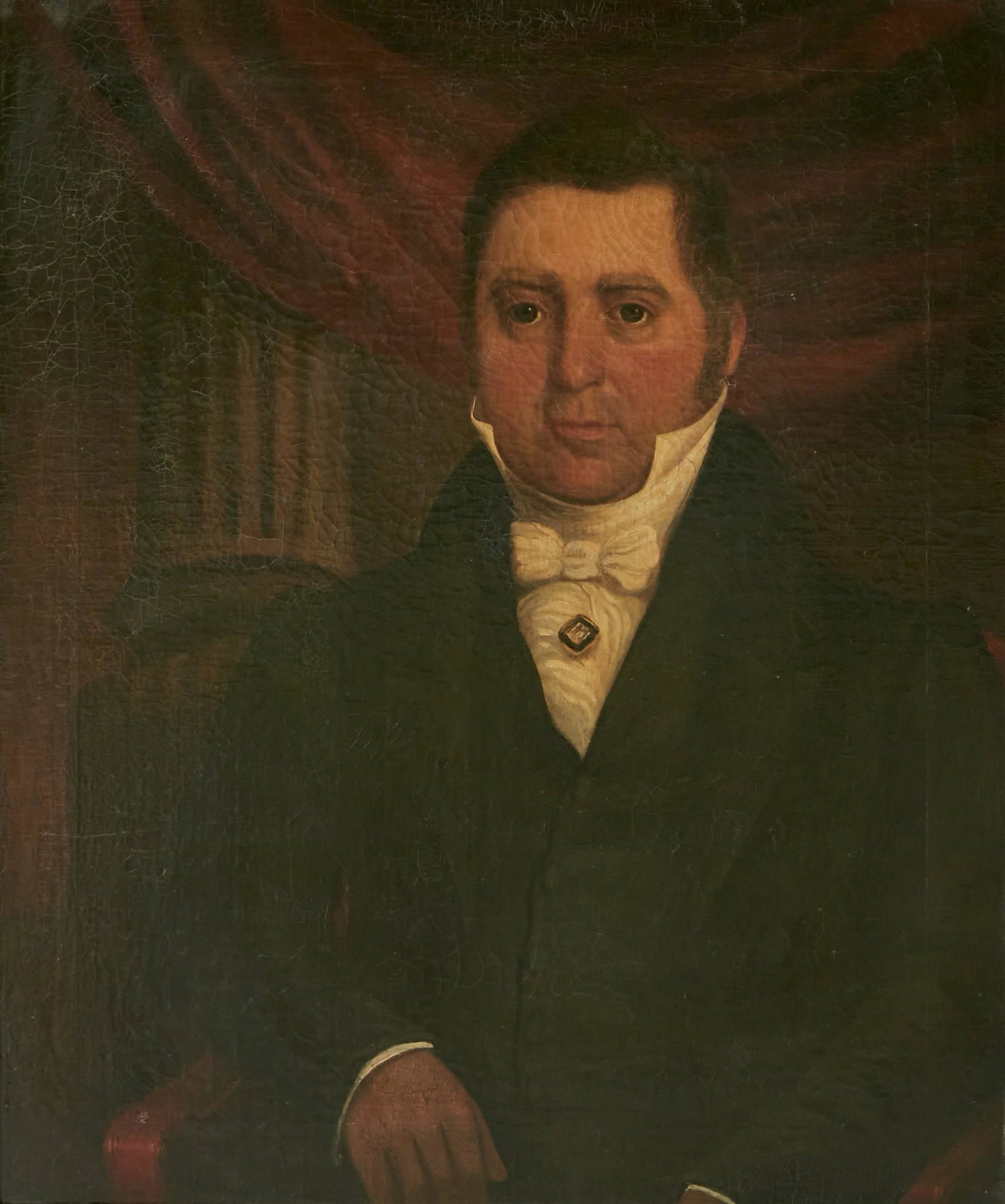 American School, Portrait of a gentleman: American School (19th century) Portrait of a gentleman with a white cravat oil on canvas 30 x 25in (76 x 64cm)