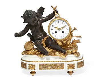 A Louis XVI style bronze & marble mantel clock (1 of 4)