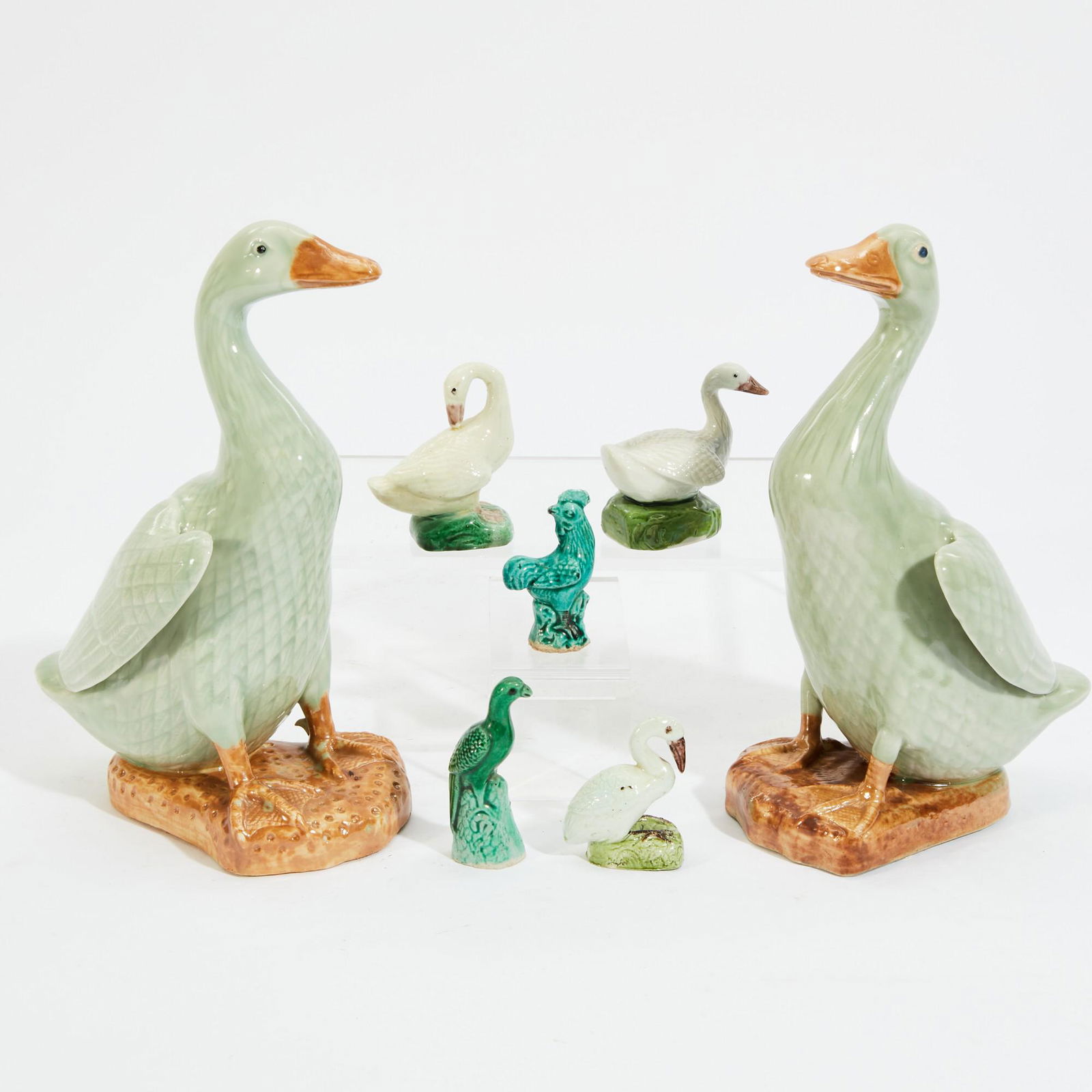 A group of seven Asian ceramic figures of birds (1 of 5)